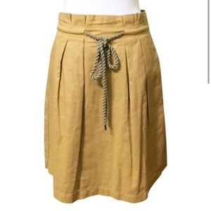 LOFT Skirt Womens Size 6 Mustard Yellow Gold Paperbag Waist A-line